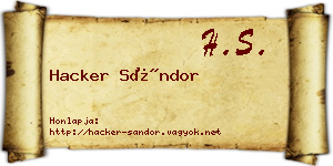 Hacker Sándor névjegykártya